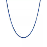 Box Chain Necklace in Sterling Silver with Blue Stainless Steel