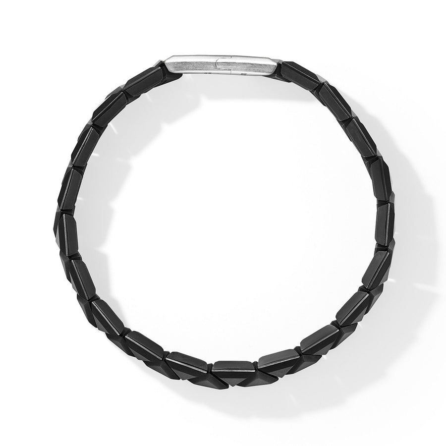 Faceted Link Triangle Bracelet in Black Titanium with Sterling Silver