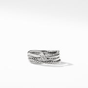 X Crossover Ring with Diamonds