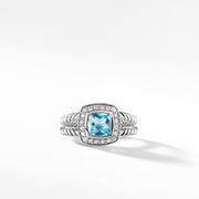 Petite Albion Ring with Blue Topaz and Diamonds