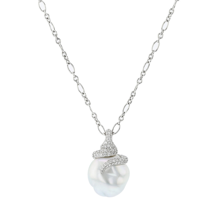 Baroque South Sea Cultured Pearl and Diamond Pendant