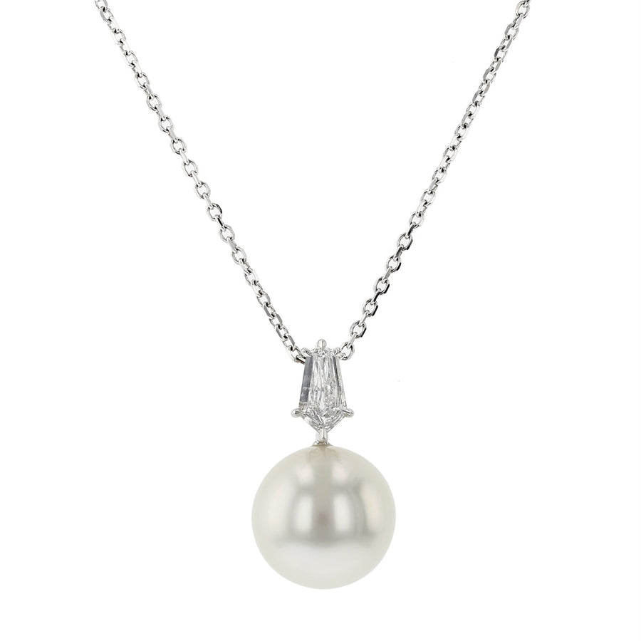 White South Sea Cultured Pearl and Diamond Pendant