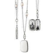 Slim Britt Sterling Silver Locket Necklace on Pearl Chain