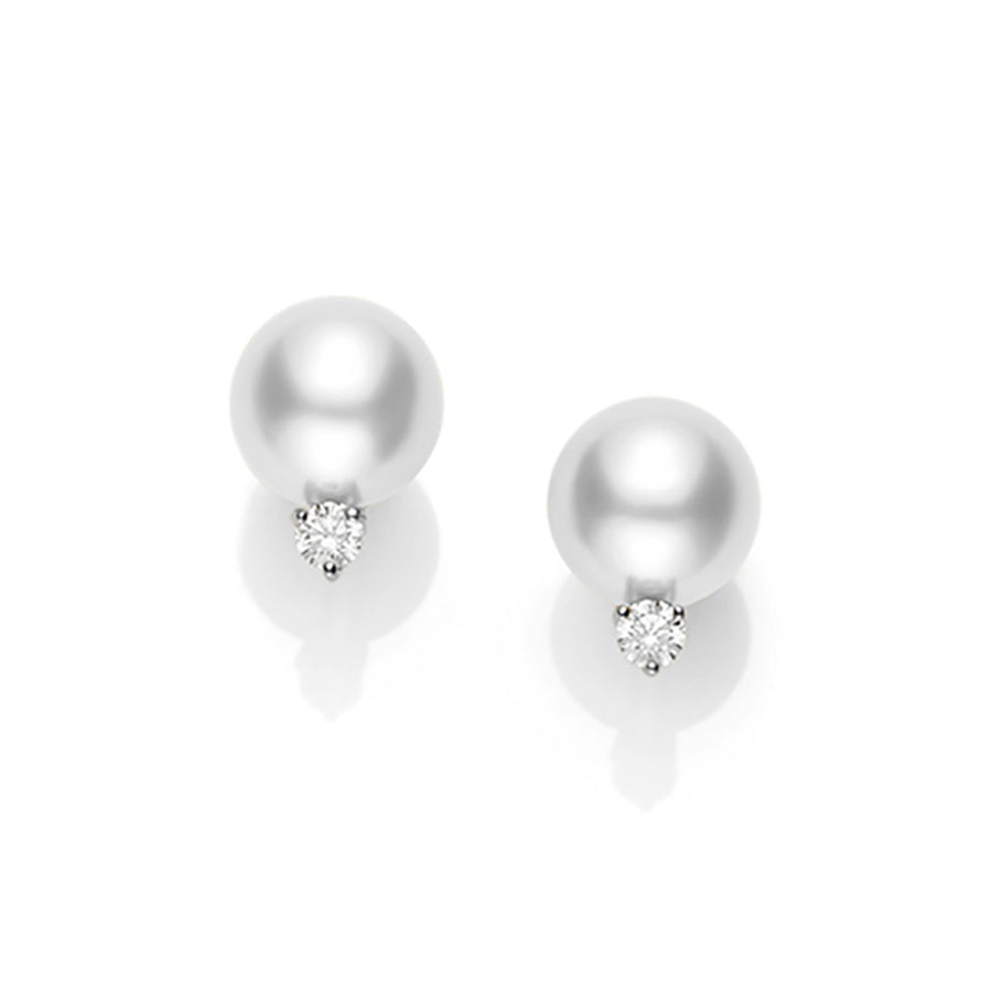 White South Sea Stud Earrings with Diamonds