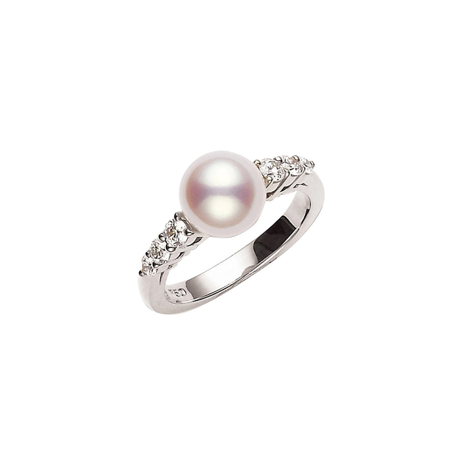 Akoya Cultured Pearl Ring with Diamonds