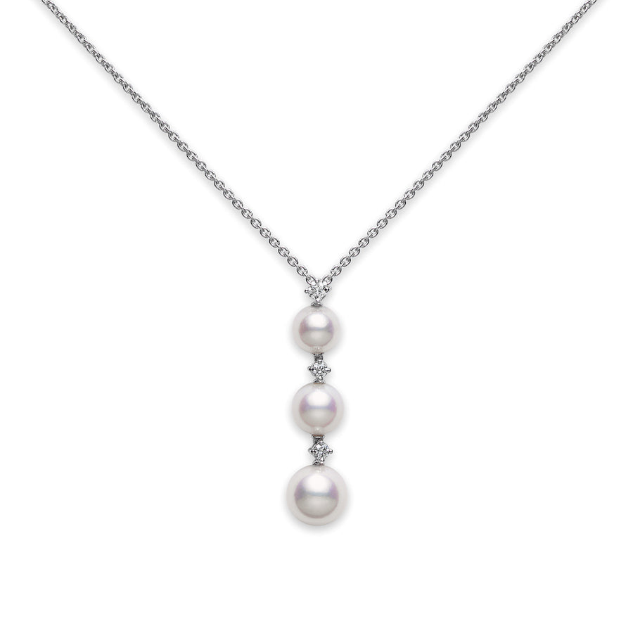 Three Pearl Drop Akoya Cultured Pearl Pendant