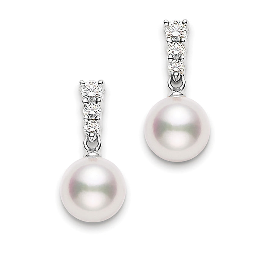 Akoya Cultured Pearl Earrings with Diamonds