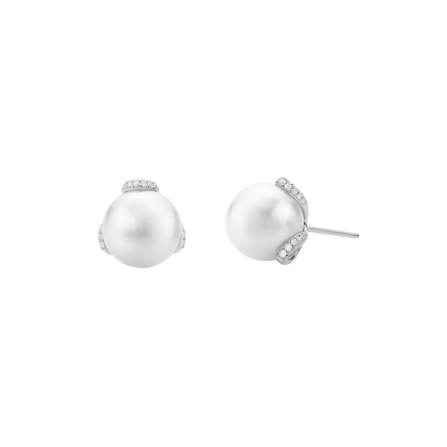 White South Sea Cultured Pearl Diamond Earrings