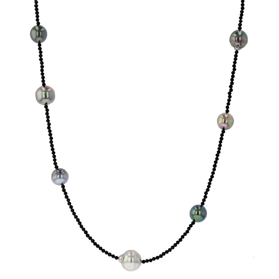 Tahitian Pearls on Grey Labradorite Strand