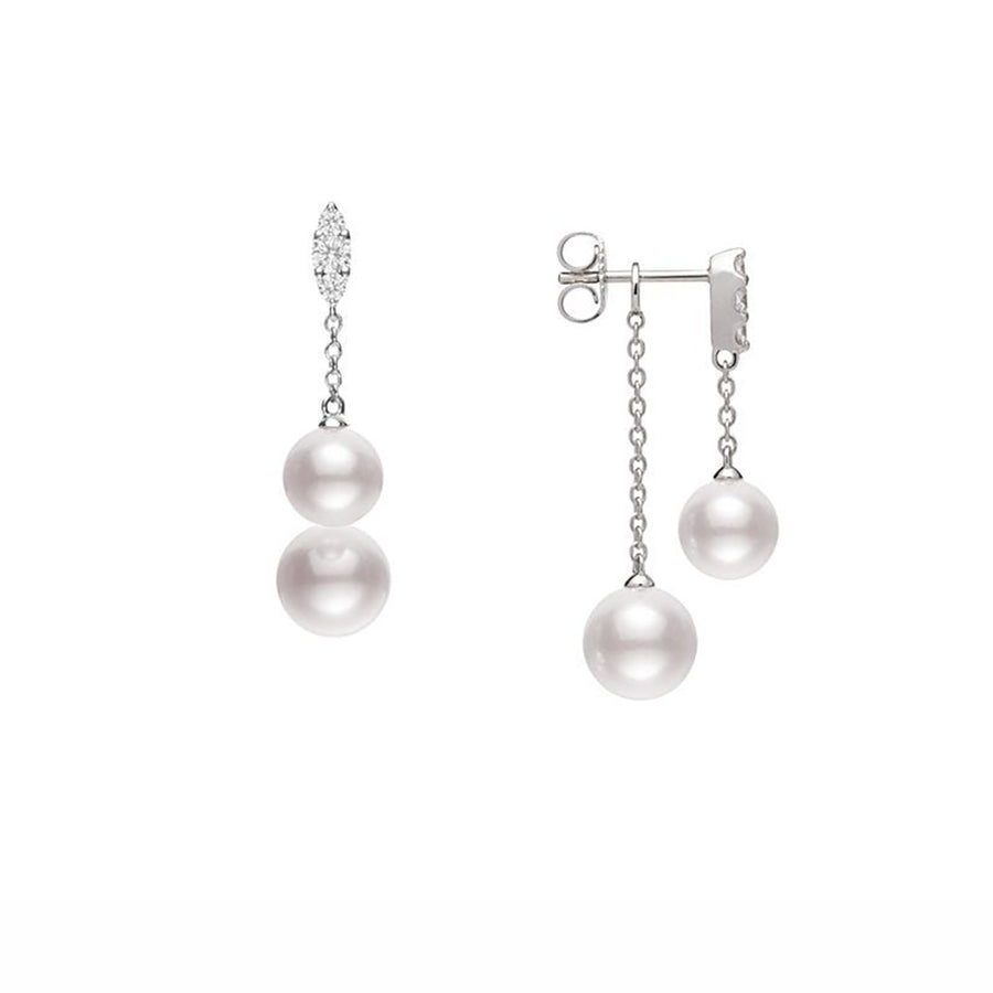 Akoya Cultured Pearl Earrings with Diamonds
