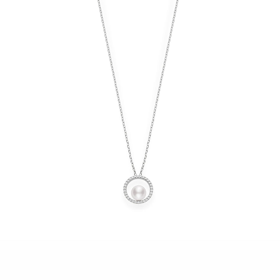 Akoya Cultured Pearl Pendant with Diamonds