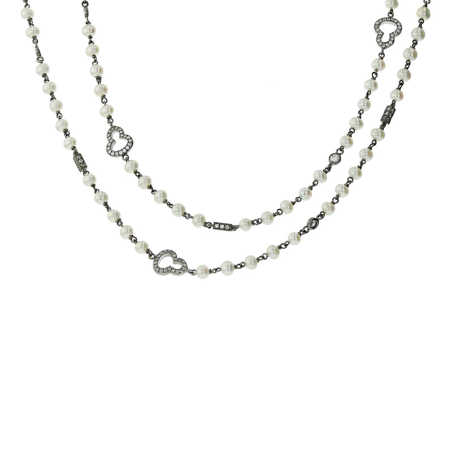 Freshwater Pearl and Diamond Chain