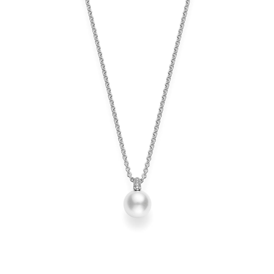 Akoya Cultured Pearl and Pave Diamond Pendant