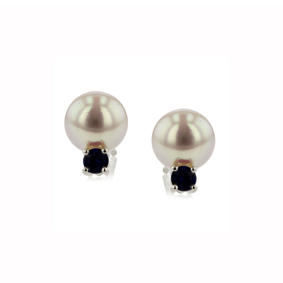 Akoya Cultured Pearl Earrings with Sapphires