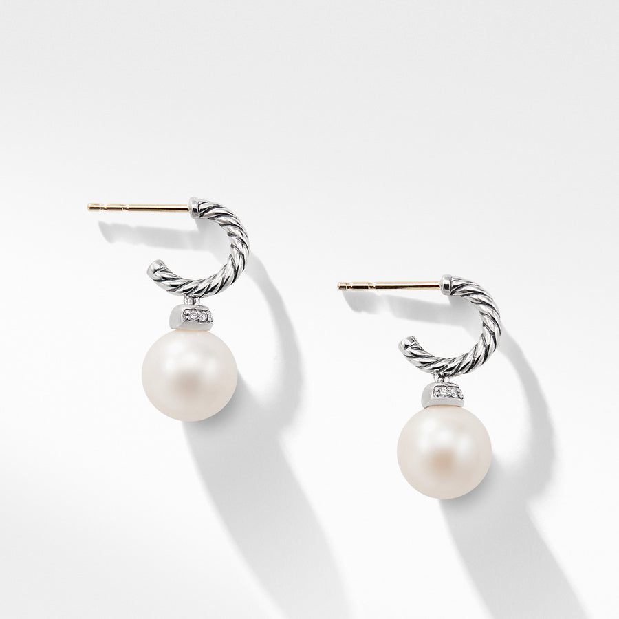Solari Hoop Earrings with Diamond and Freshwater Pearl