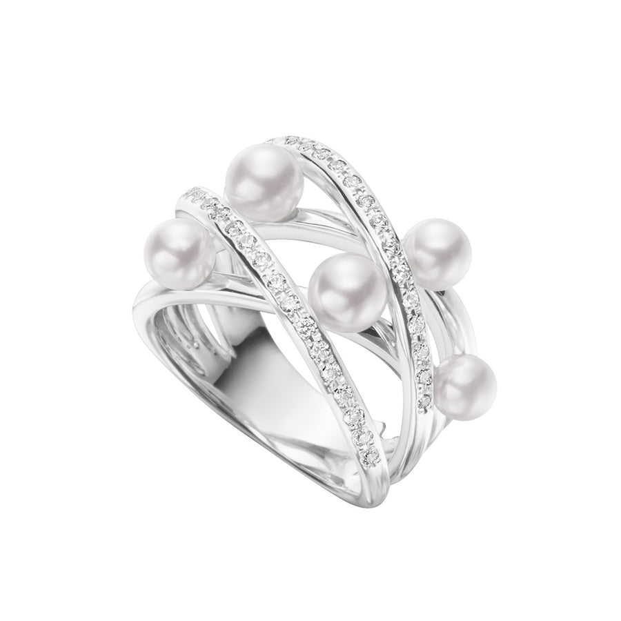 Akoya Cultured Pearl and Diamond Ring