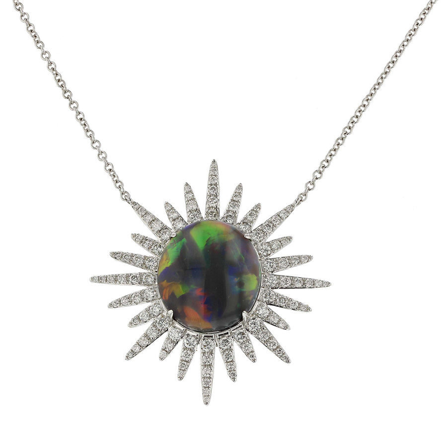 John Ford Black Opal and Diamond Sunburst Pendant