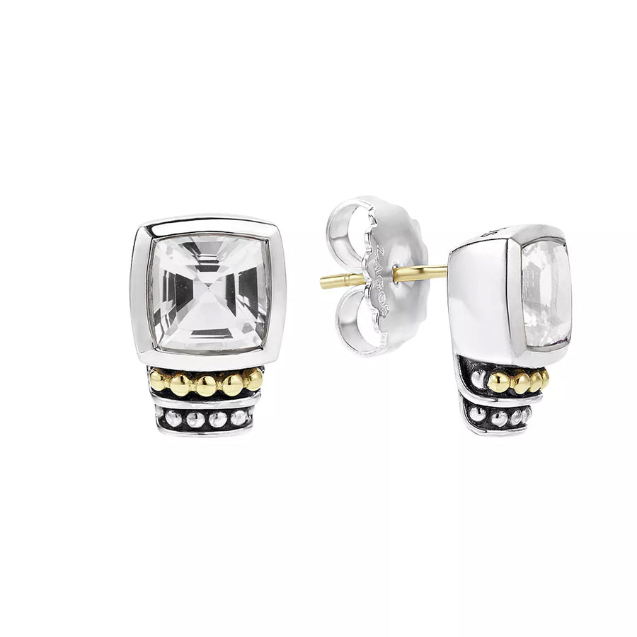 Lagos Caviar Color Stud Earrings with White Topaz