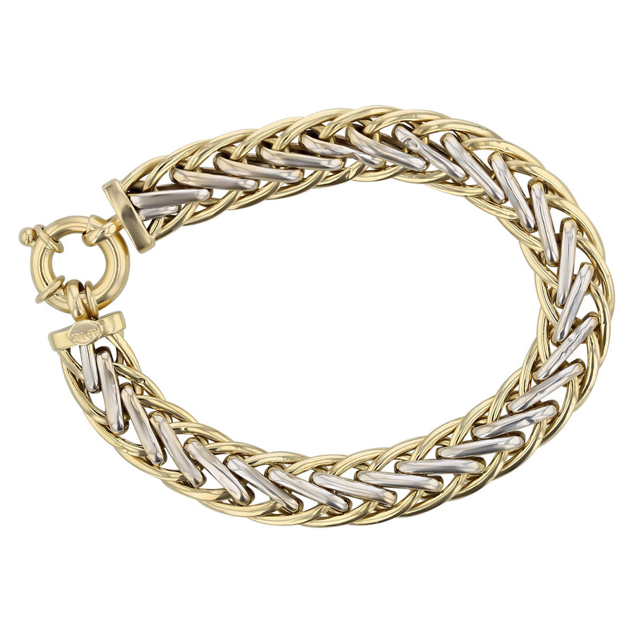 Two-Tone 14K Gold Hollow Link Chain Bracelet