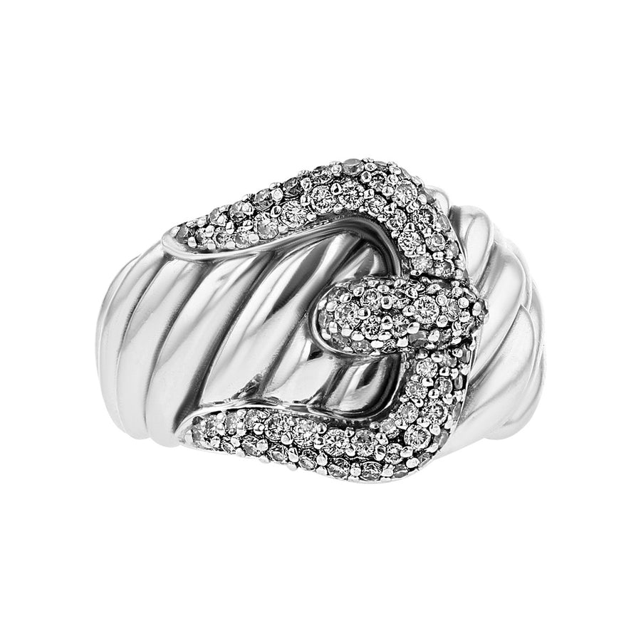 David Yurman Sterling Silver Diamond Buckle Ring