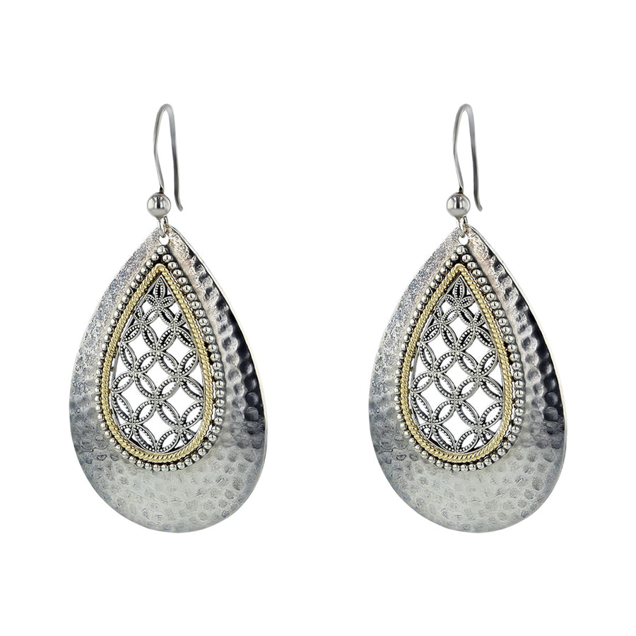 14K and Sterling Silver Pear-Shaped Earrings