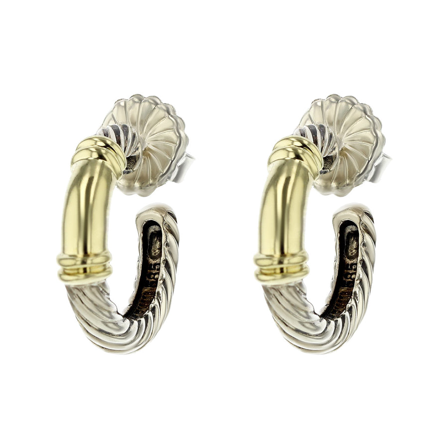David Yurman Sterling Silver 14K Hoop Earrings