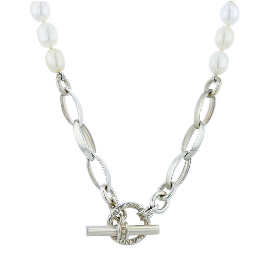 Slane Sterling Silver and Pearl Station Necklace
