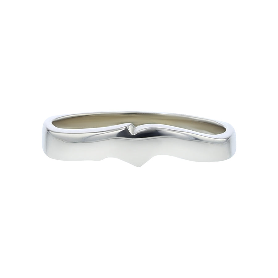 14K White Gold Curved Wedding Band
