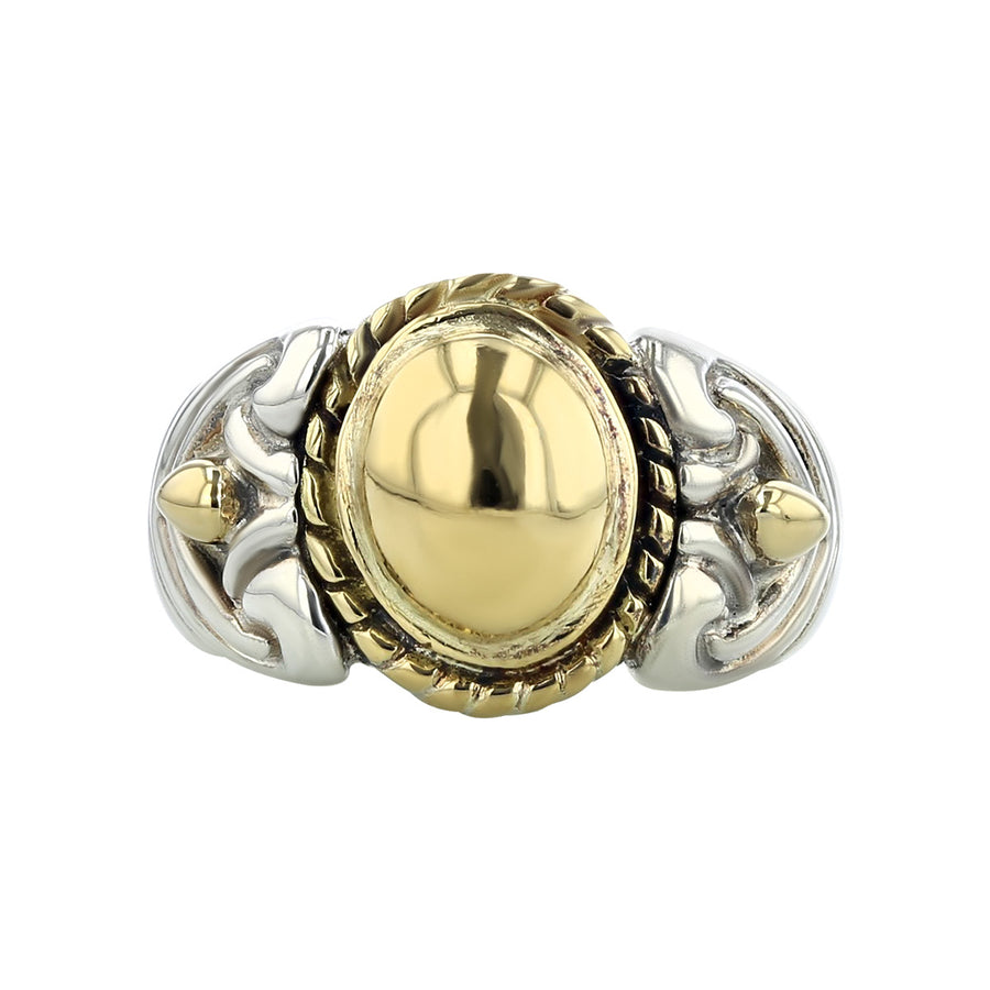 18K Yellow Gold and Sterling Silver Dome Ring