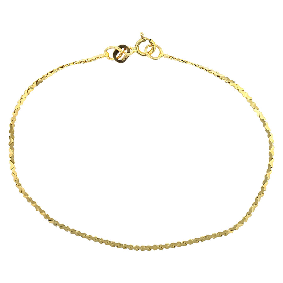 14K Yellow Gold Flat Link Chain Bracelet