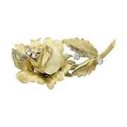 Two-Tone 18K Gold Diamond Flower Pin