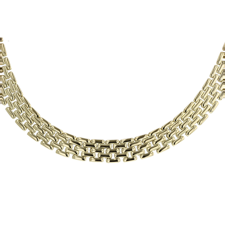 14K Yellow Gold Five Link Wide Panther Necklace