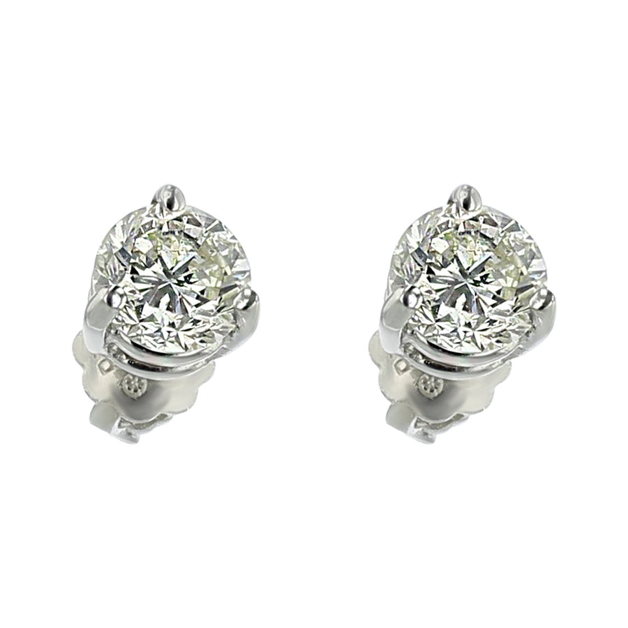 Platinum Three-Prong Diamond Stud Earrings