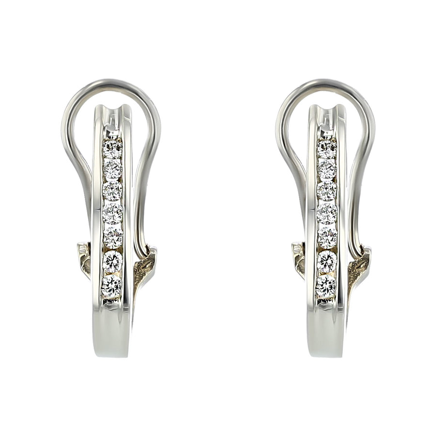 14K Gold Channel-Set Diamond Hoop Earrings