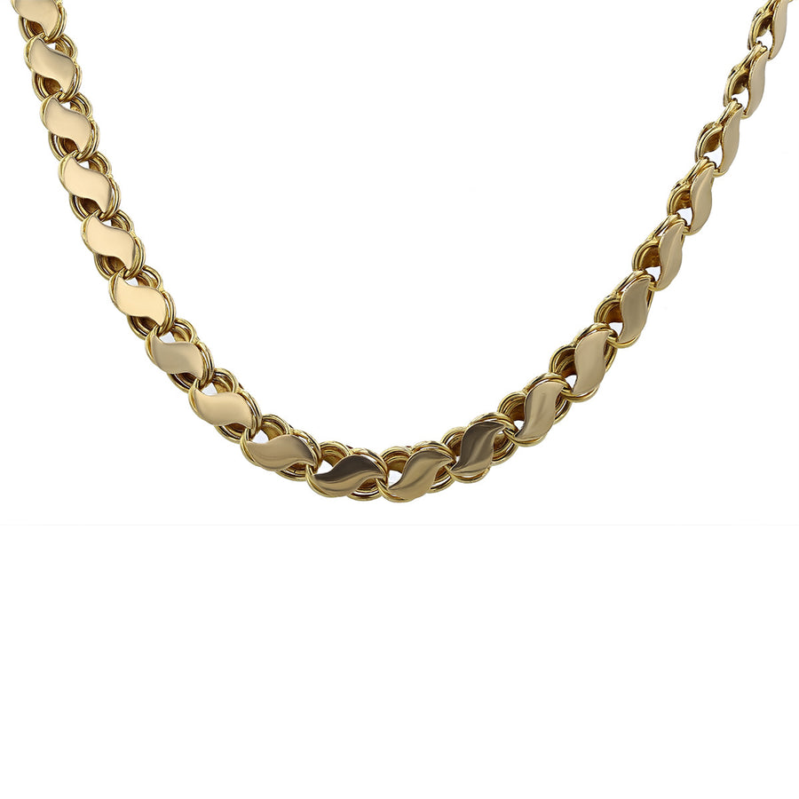 14K Yellow Gold Flat Double Link 27-Inch Chain Necklace