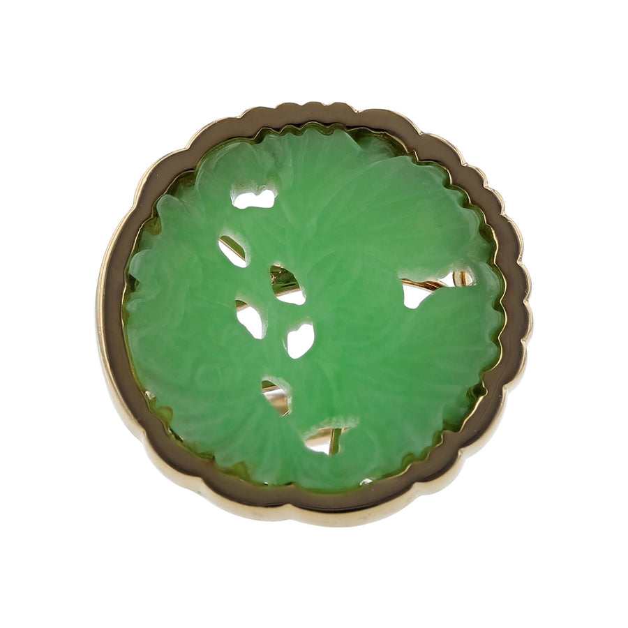 14K Gold Bezel-Set Apple Green Jadeite Ring