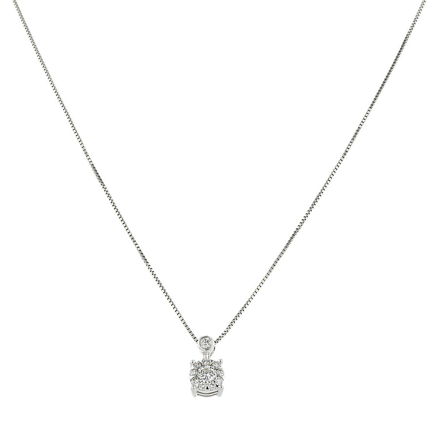 Memoire 18K Gold Diamond Halo Pendant Necklace