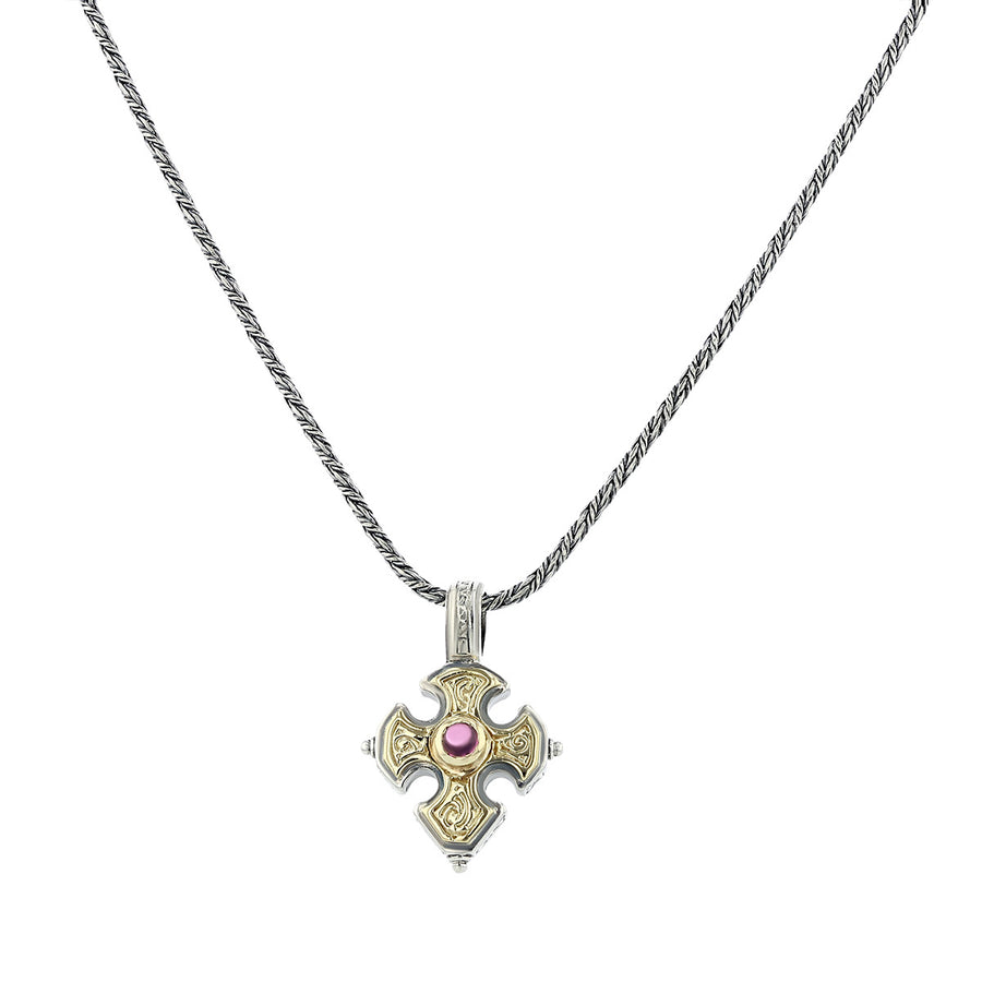 Konstantino Rhodolite Cross with Silver Chain
