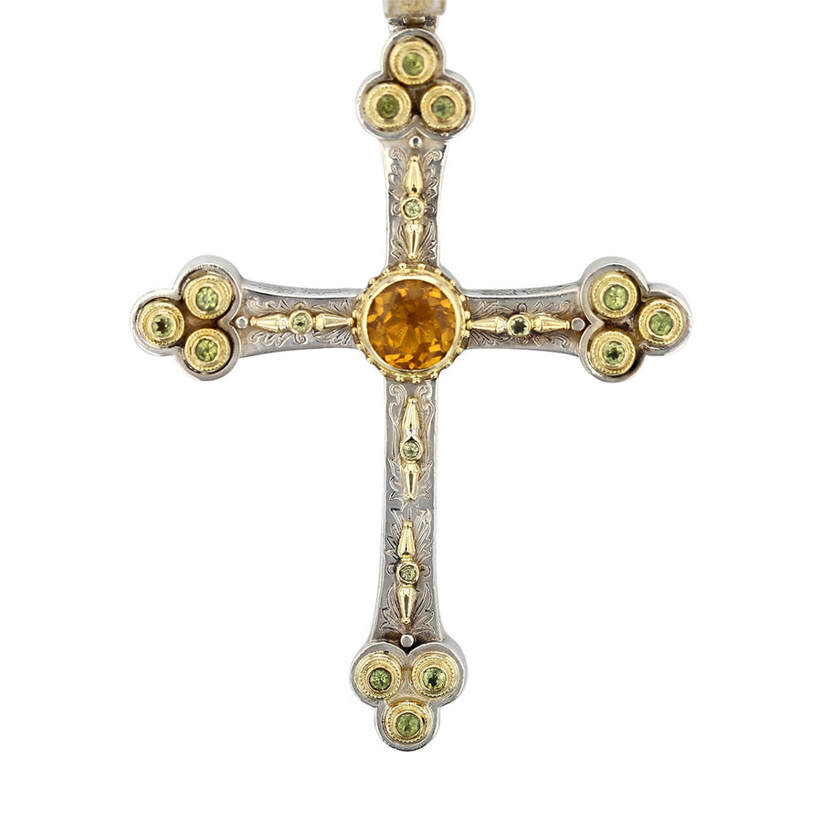 Konstantino Citrine and Peridot Large Cross