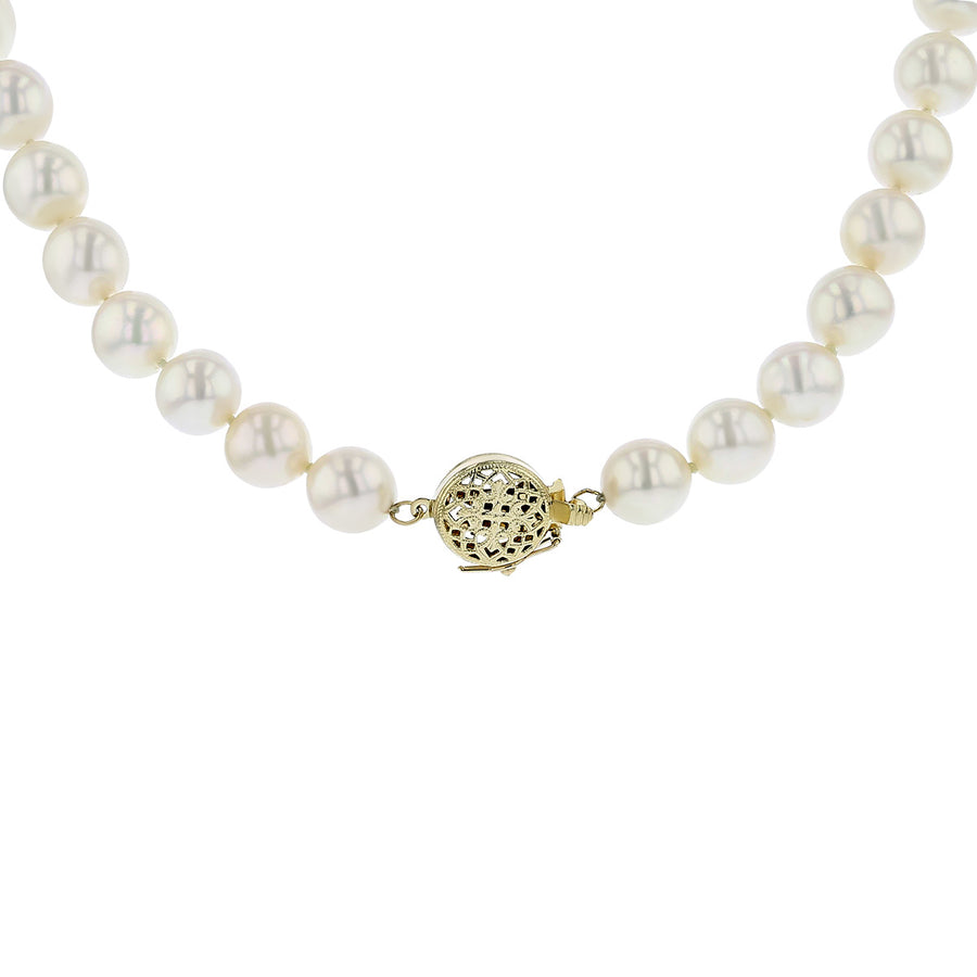 14K Yellow Gold White Pearl 18-Inch Necklace