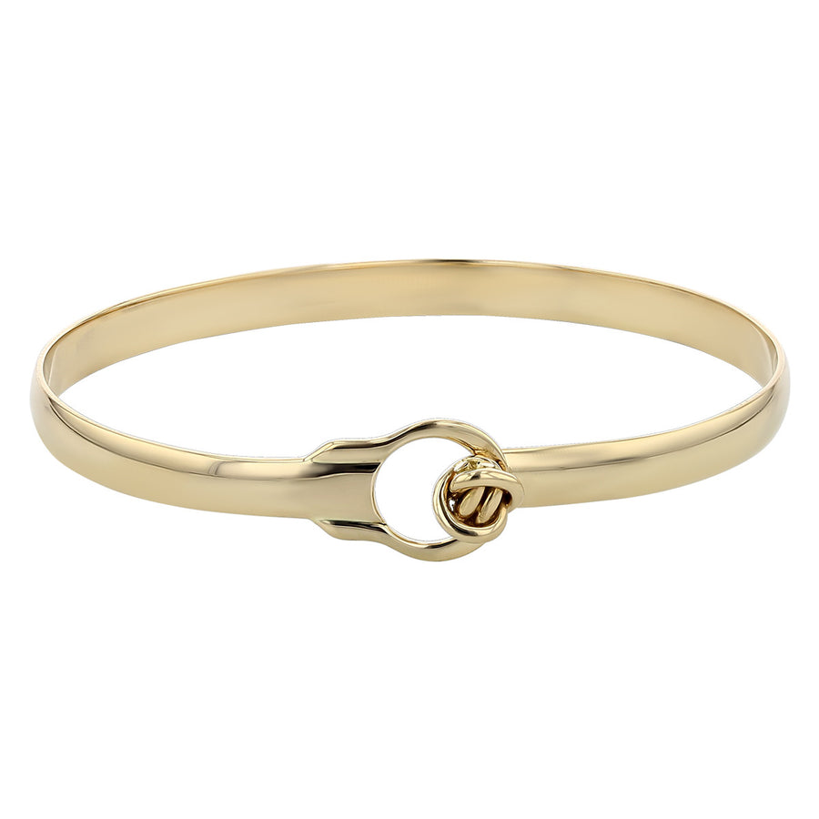 14K Yellow Gold Bangle Bracelet with Love Knot