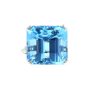 30.02-Carat Emerald-Cut Aquamarine Ring with Diamonds