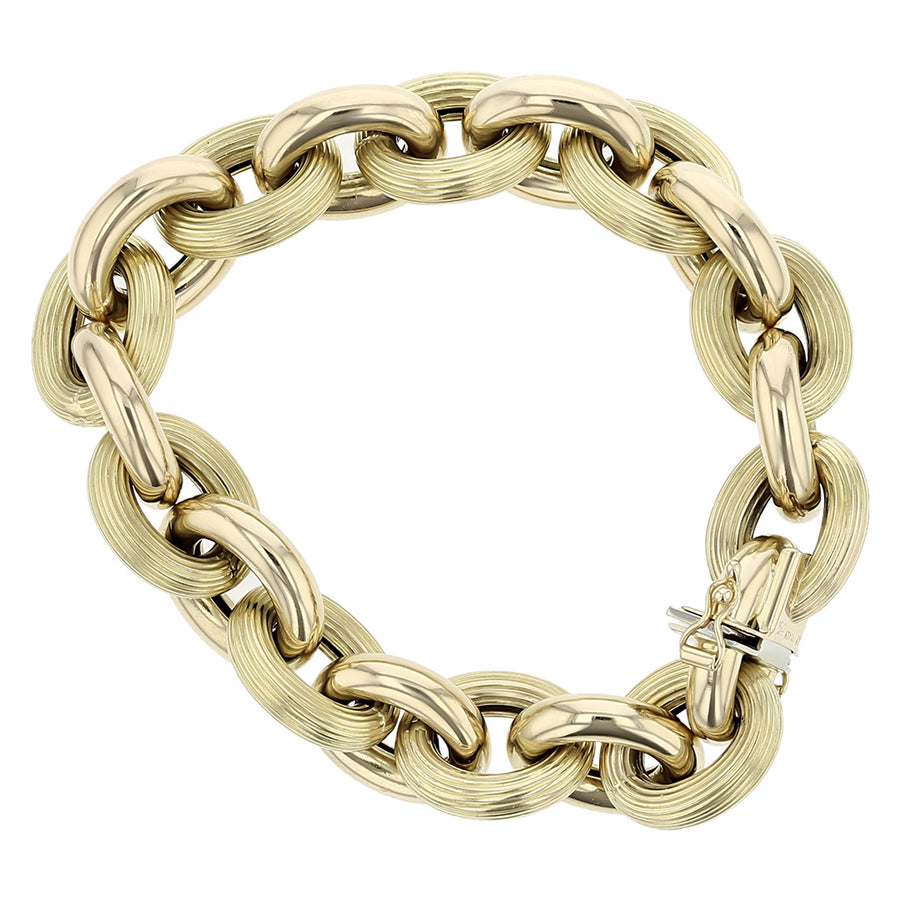 Italian 14K Gold Hollow Link 8-Inch Bracelet