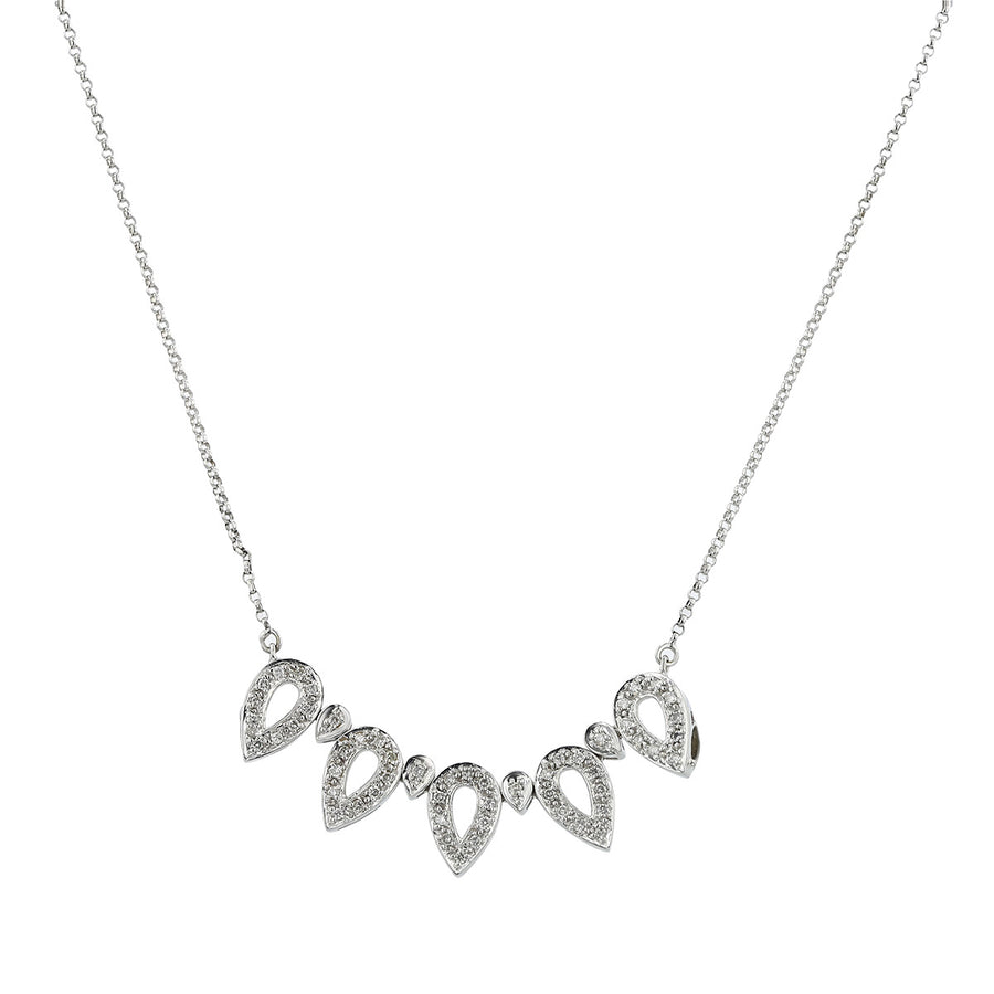 14K White Gold Flower Diamond Pendant Necklace