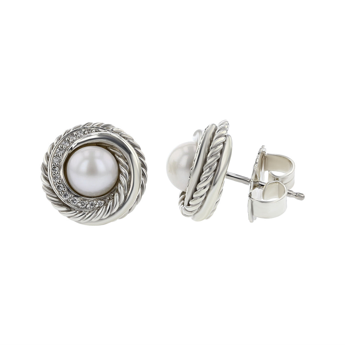 David Yurman Pearl Crossover Earrings with Diamonds Shreve Co. Jewelers