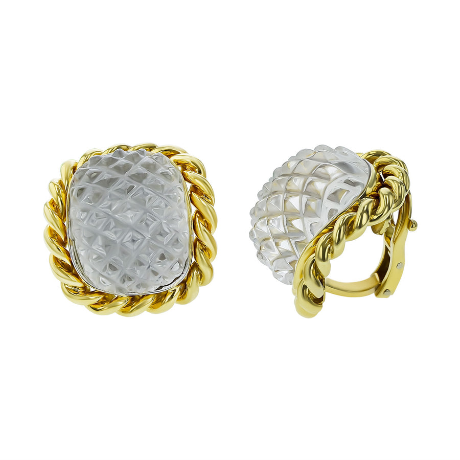 Sabbadini 18K Yellow Gold Crystal Clip Earrings