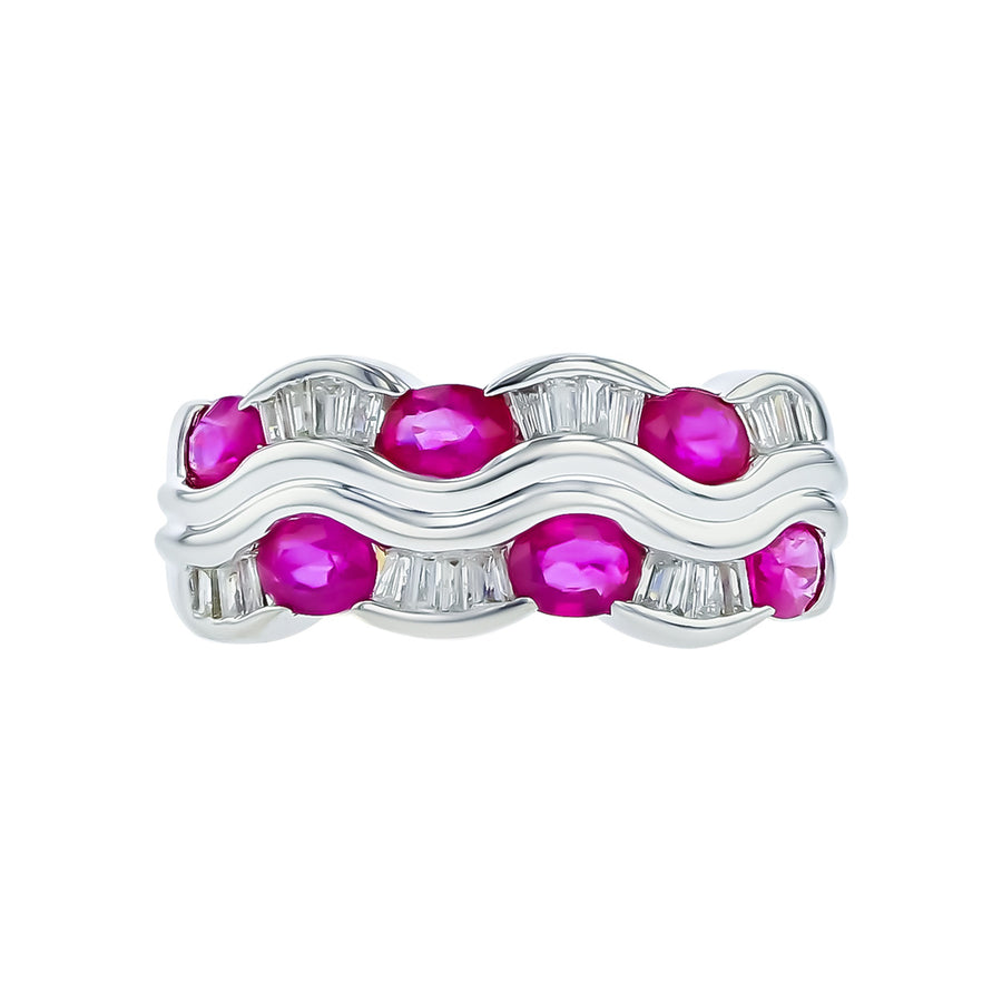 18K White Gold Ruby and Diamond Ring