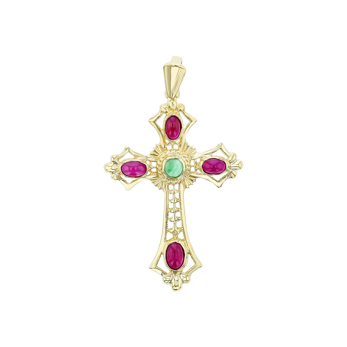 14k yellow gold, Emerald cross shops pendant.