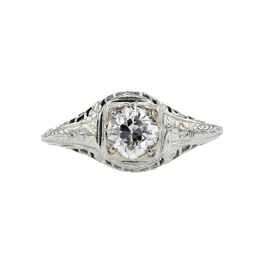 18K White Gold Brilliant Diamond Engagement Ring