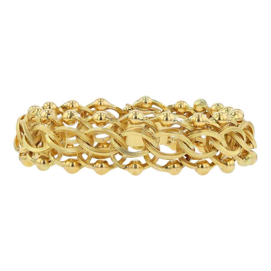 14K Yellow Gold Fancy Link Wide Bracelet